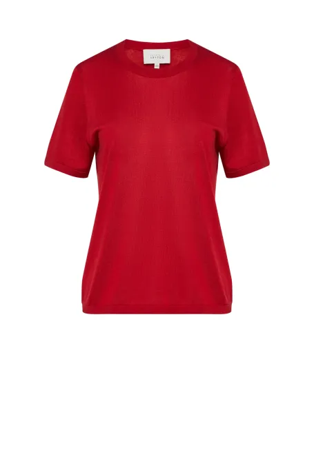 Bluzka z lnu i kaszmiru czerwony Bluzka z lnu i kaszmiru czerwony