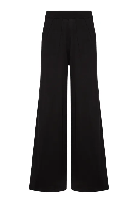 Czarne szerokie spodnie z jedwabiem
