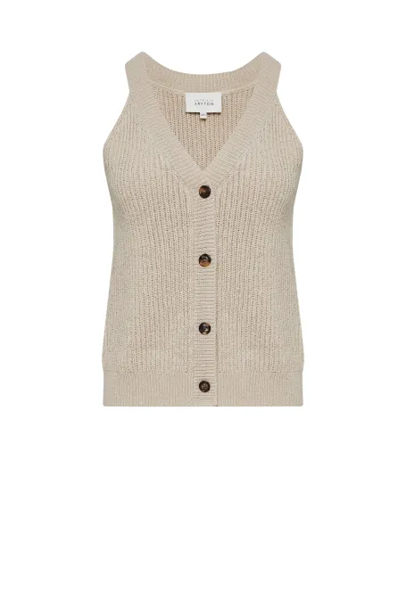 Beżowy top z jedwabiem