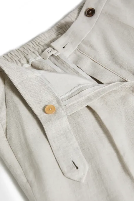 Lniane beżowe spodnie do garnituru damskie - Patrizia Aryton