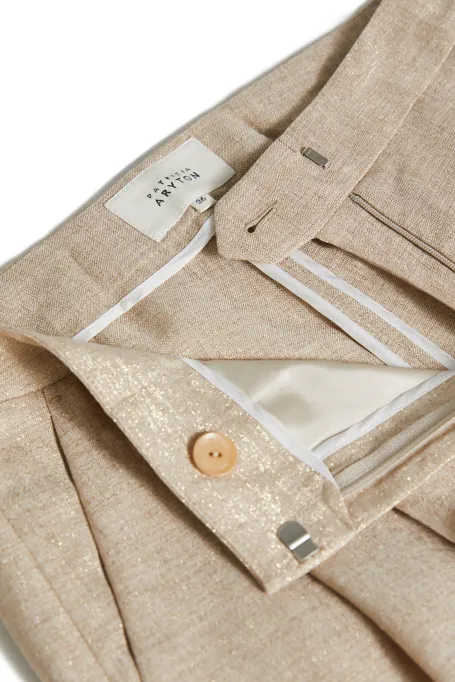 Beżowe spodnie z lnem Beżowe spodnie z lnem