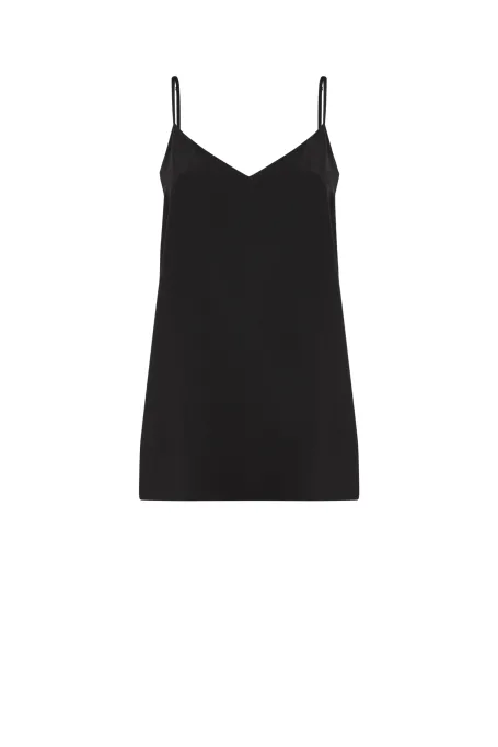 Czarny jedwabny top na ramiączkach Mari