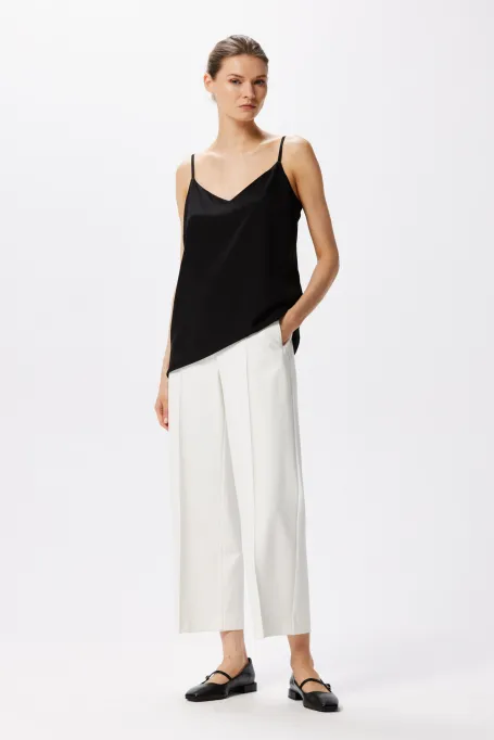 Czarny jedwabny top na ramiączkach Mari