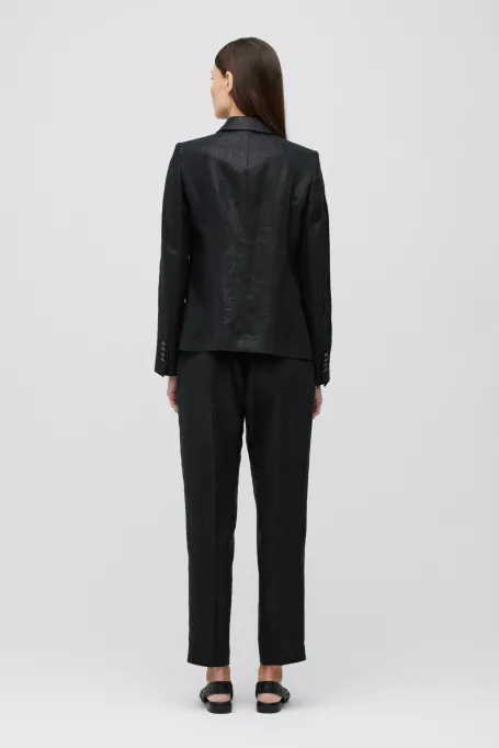 Czarny luźny żakiet z lnu