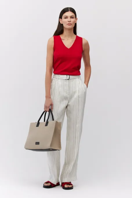 Czerwony top z bawełną i jedwabiem damski - Patrizia Aryton