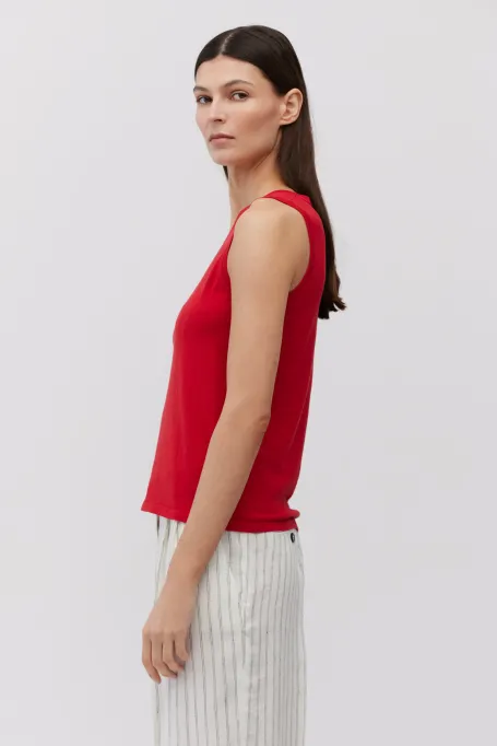 Czerwony top z bawełną i jedwabiem damski - Patrizia Aryton