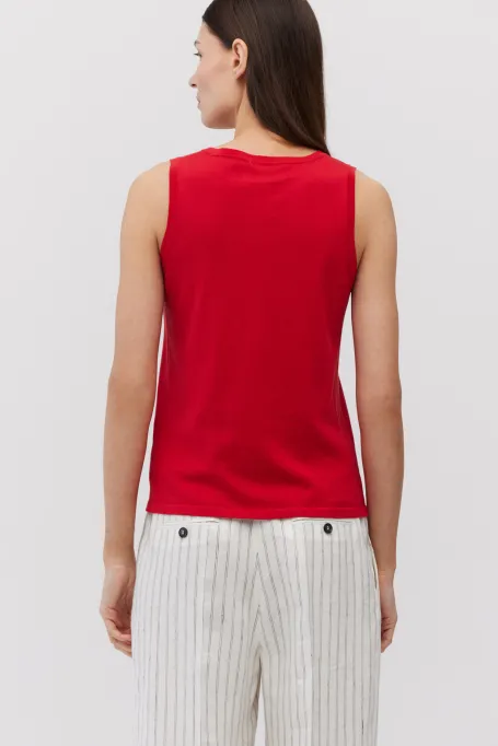 Czerwony top z bawełną i jedwabiem damski - Patrizia Aryton