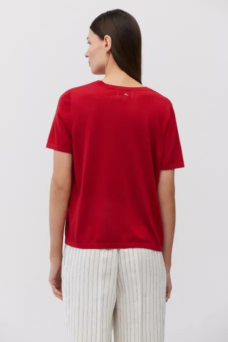 Czerwona dzianinowa bluzka z kaszmirem damska - Patrizia Aryton Czerwona dzianinowa bluzka z kaszmirem damska - Patrizia Aryton