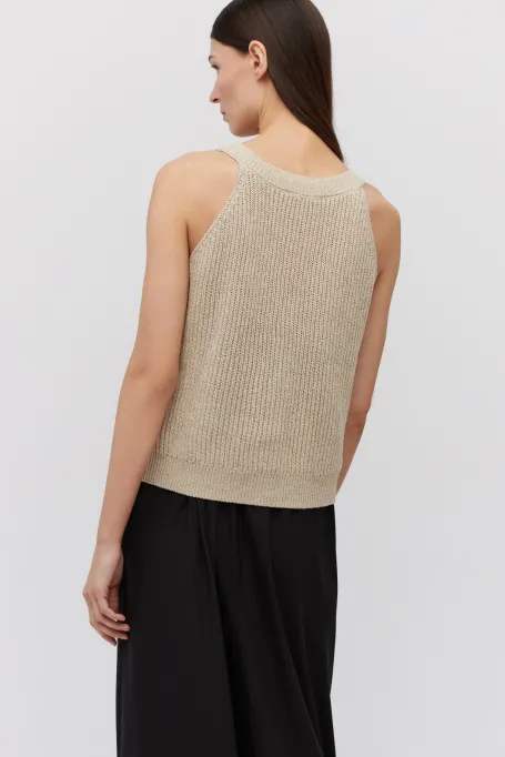 Beżowy top z jedwabiem