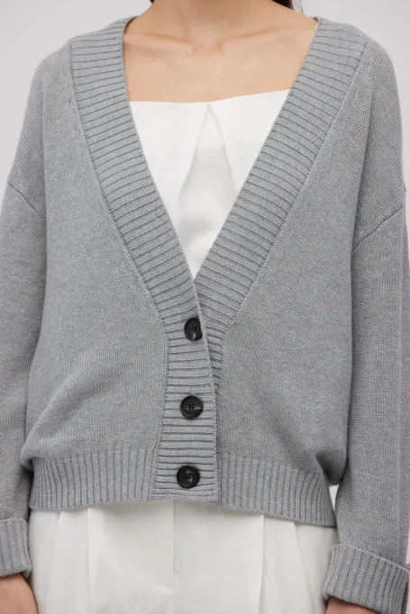 Szary kardigan z lnem damski - Patrizia Aryton