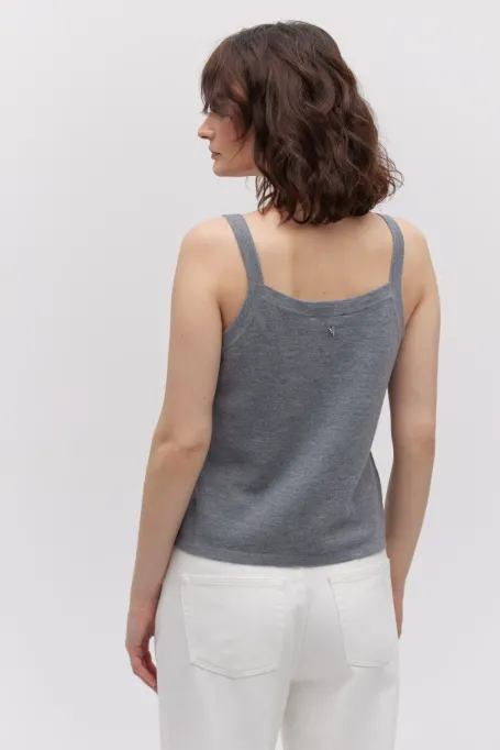 Szary top z wełny merynosowej damski - Patrizia Aryton Szary top z wełny merynosowej damski - Patrizia Aryton