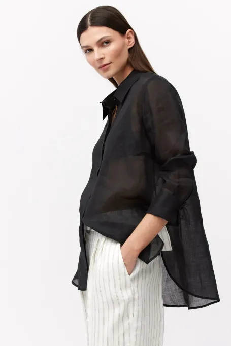 Czarna koszula z ramii czarny