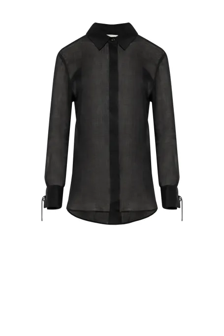 Czarna koszula z ramii czarny