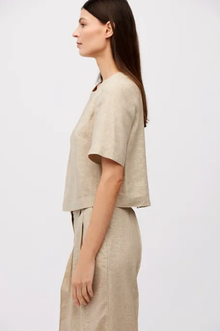 Beżowa bluzka z lnem Beżowa bluzka z lnem