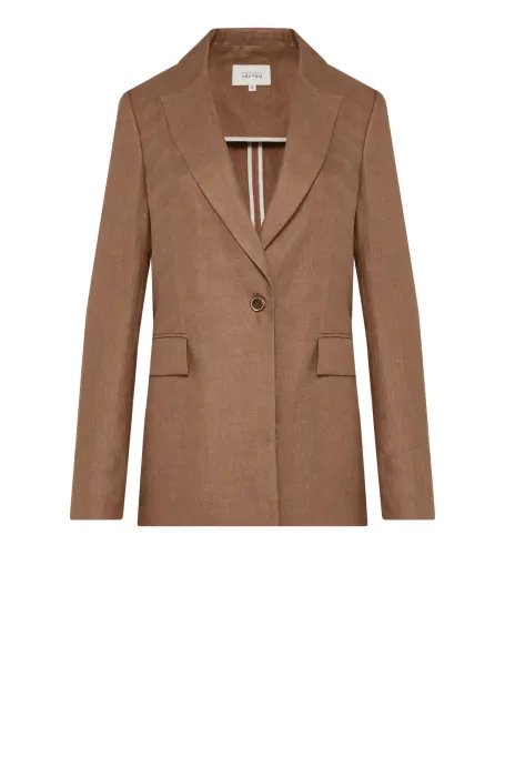 Lniany brązowy żakiet do garnituru