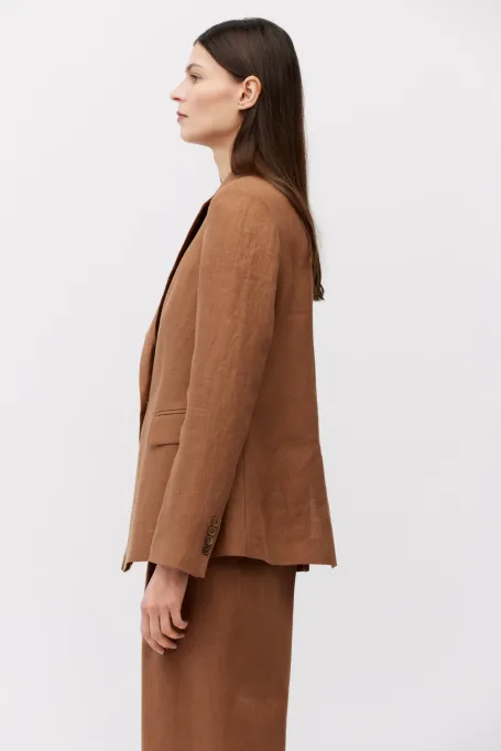 Lniany brązowy żakiet do garnituru brązowy