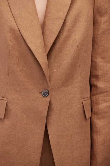 Lniany brązowy żakiet do garnituru brązowy