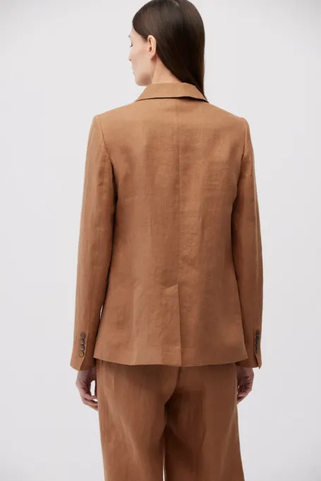 Lniany brązowy żakiet do garnituru brązowy