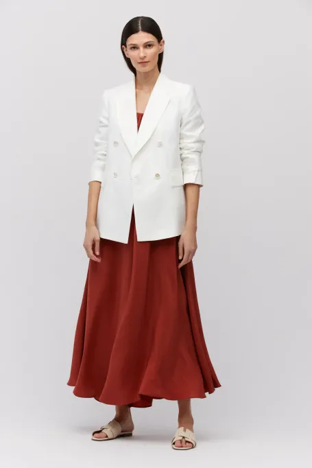 Biały lniany żakiet do garnituru