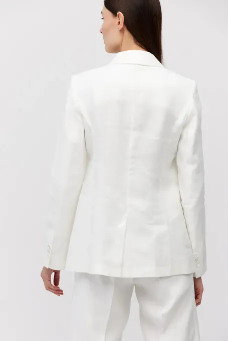 Biały lniany żakiet do garnituru