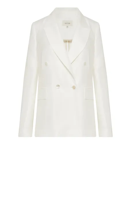 Biały lniany żakiet do garnituru