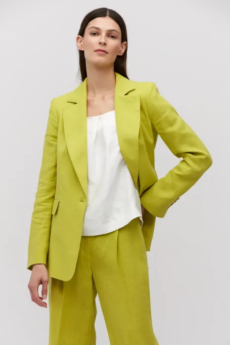 Limonkowy żakiet z lnu do garnituru Limonkowy żakiet z lnu do garnituru