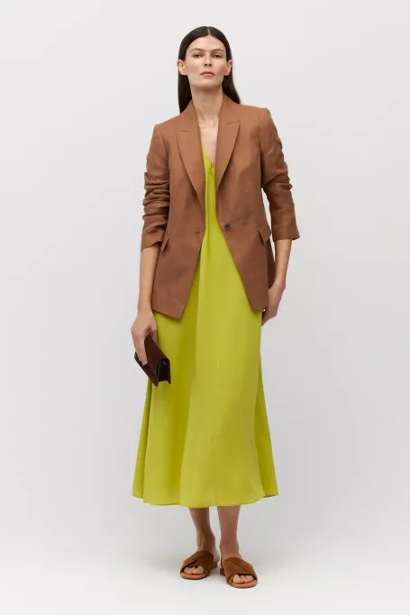 Limonkowa sukienka z jedwabiu