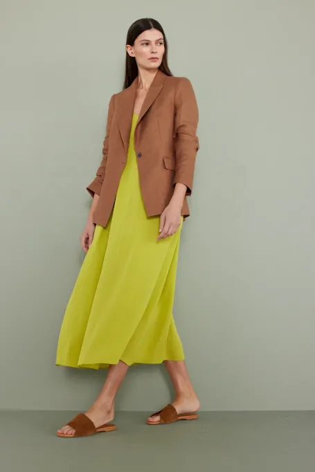 Limonkowa sukienka z jedwabiu