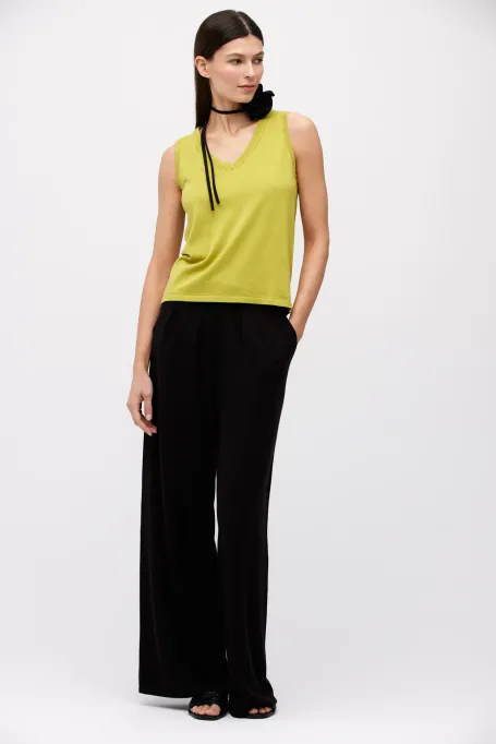Limonkowy top z bawełną i jedwabiem