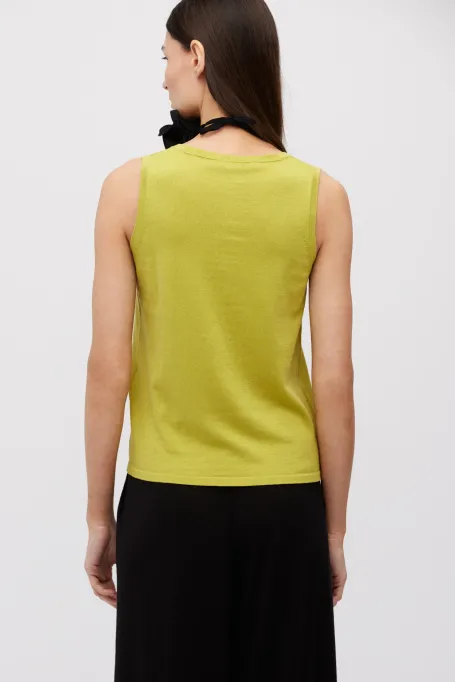 Limonkowy top z bawełną i jedwabiem