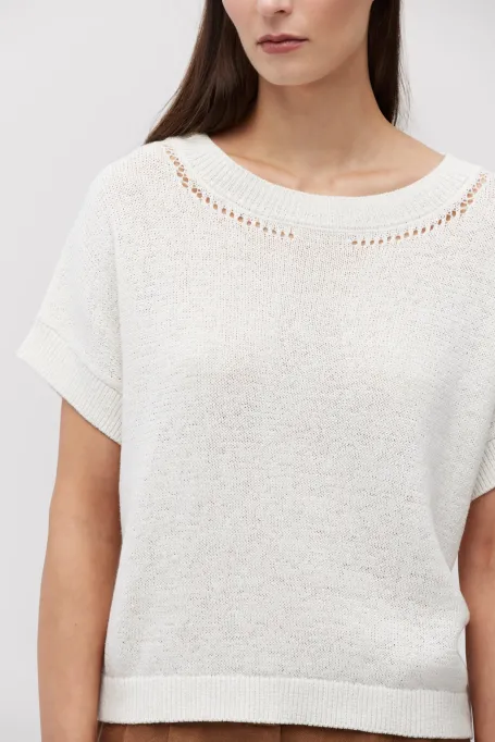 Biała bluzka z lnem