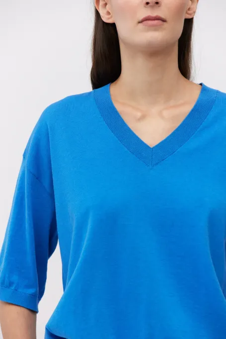 Niebieska bluzka z jedwabiem