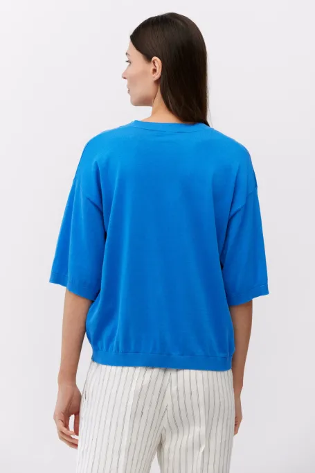 Niebieska bluzka z jedwabiem