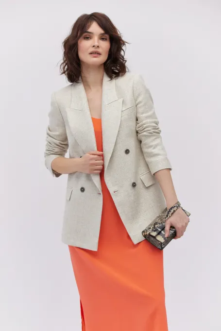 Jedwabna koralowa sukienka midi na ramiączkach - Patrizia Aryton