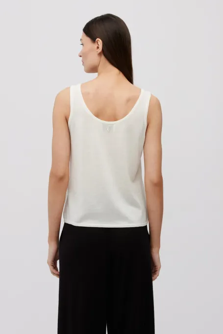 Biały top z kaszmirem biały