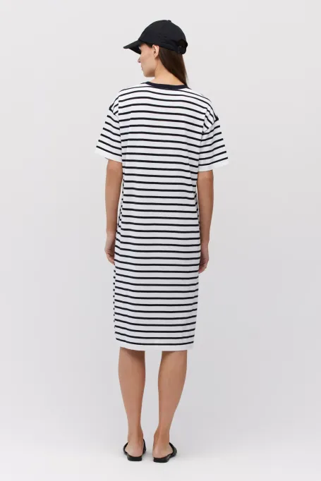 Sukienka tuba w paski biały