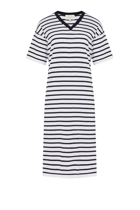 Sukienka tuba w paski biały