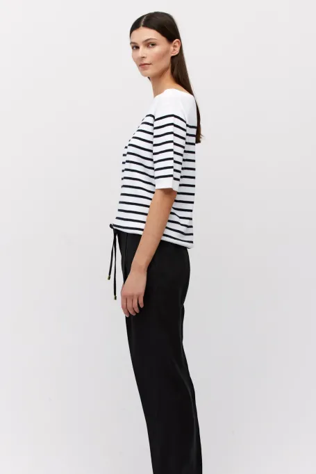 Bluzka z jedwabiem w paski biały