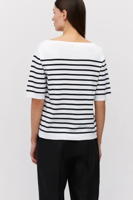 Bluzka z jedwabiem w paski biały