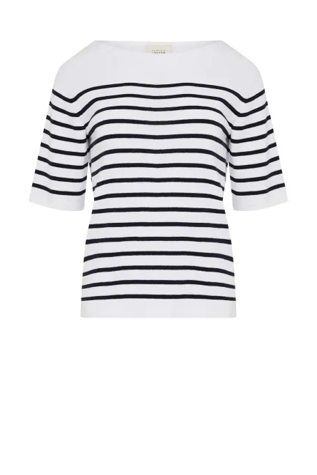 Bluzka z jedwabiem w paski biały