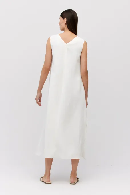 Biała długa sukienka z lnu Biała długa sukienka z lnu