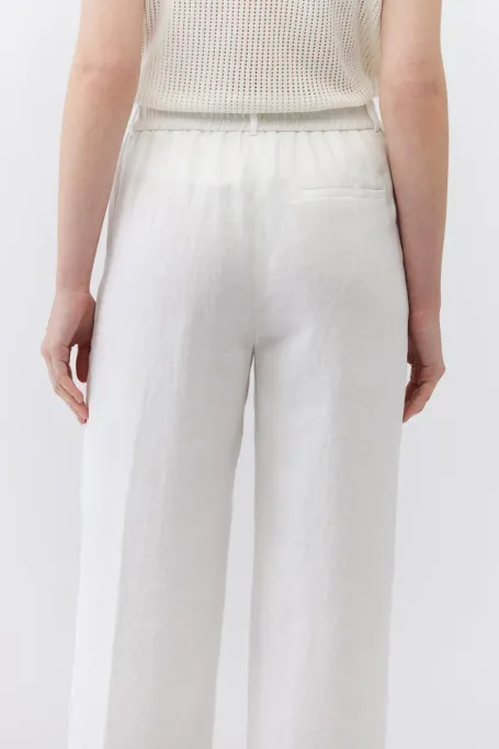 Białe szerokie spodnie z lnu