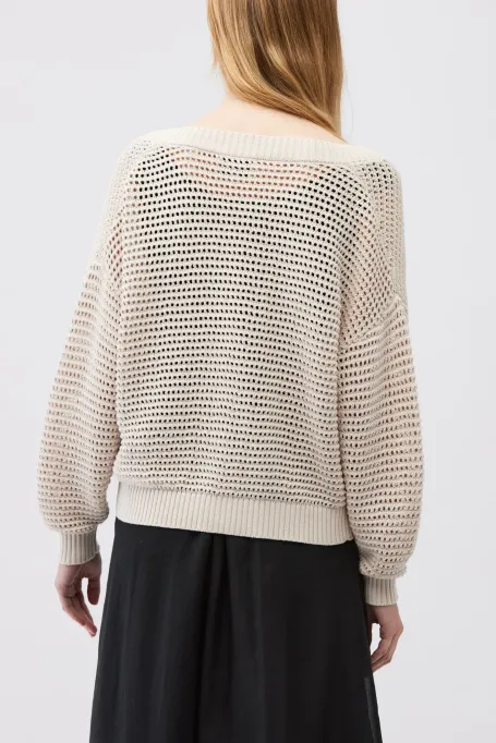 Beżowy kardigan z jedwabiem i kaszmirem damski - Patrizia Aryton