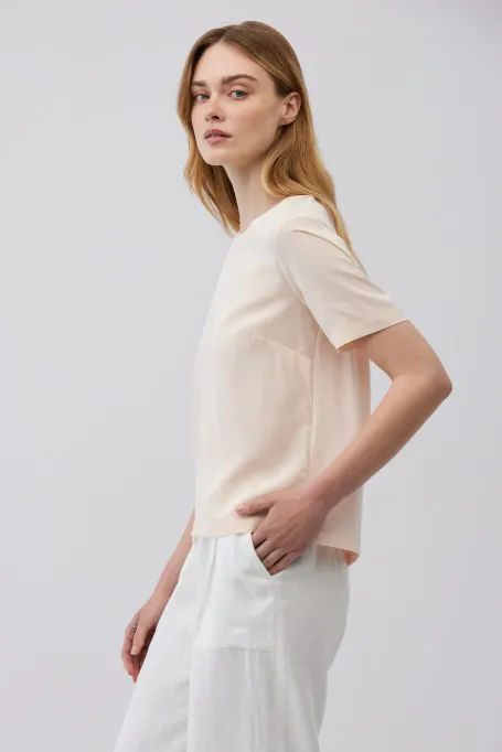 Bluzka nude z jedwabiem Brigitte