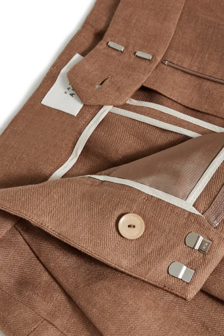 Brązowe lniane spodnie do garnituru damskie - Patrizia Aryton