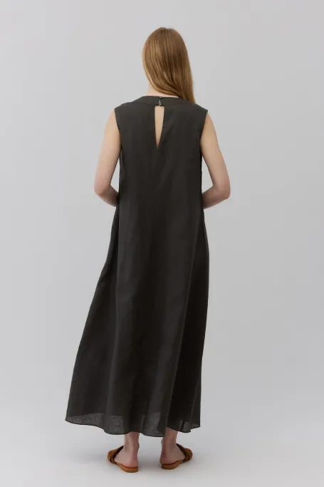 Lniana sukienka maxi zielony Lniana sukienka maxi zielony