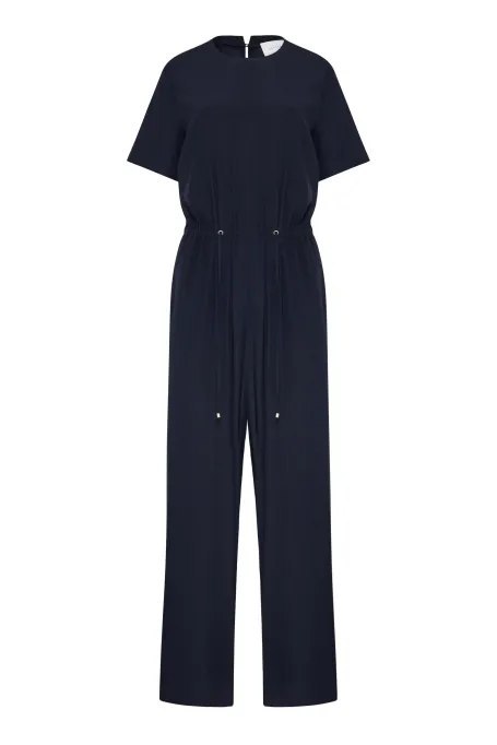 Granatowy kombinezon z jedwabiu