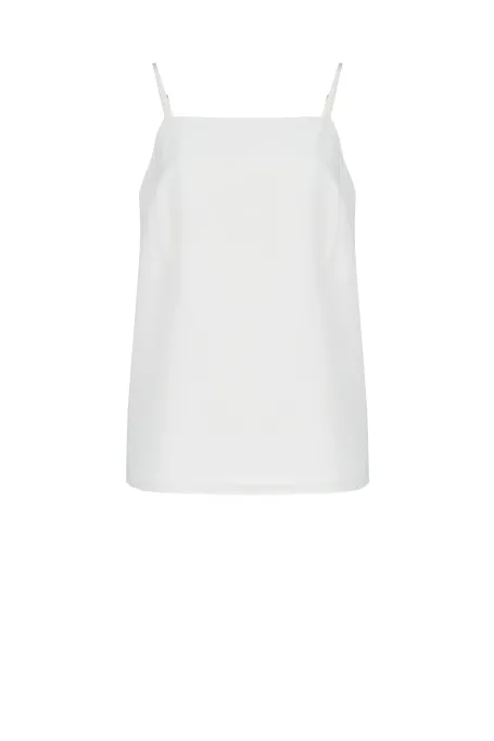 Top jedwabny z kwadratowym dekoltem beż