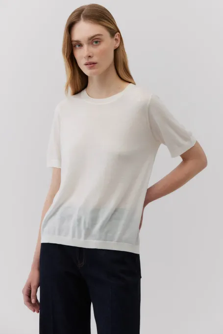 T-shirt z wełny merynosowej damski - Patrizia Aryton