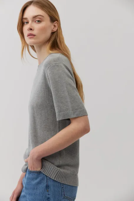 Szary t-shirt z lnem